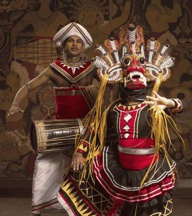 Traditional Kandyan dancers performing during Sri Lanka's Sinhala and Tamil New Year celebrations in April